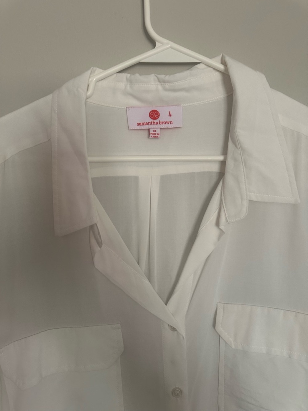 samantha brown White Button-Down Shirt